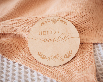 Hello World Engraved Wooden Disc